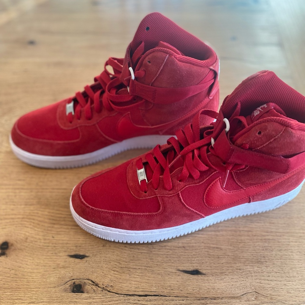Nike Air Force 1 High Top Red Men’s Size 13 Preowned - Picture 2 of 9